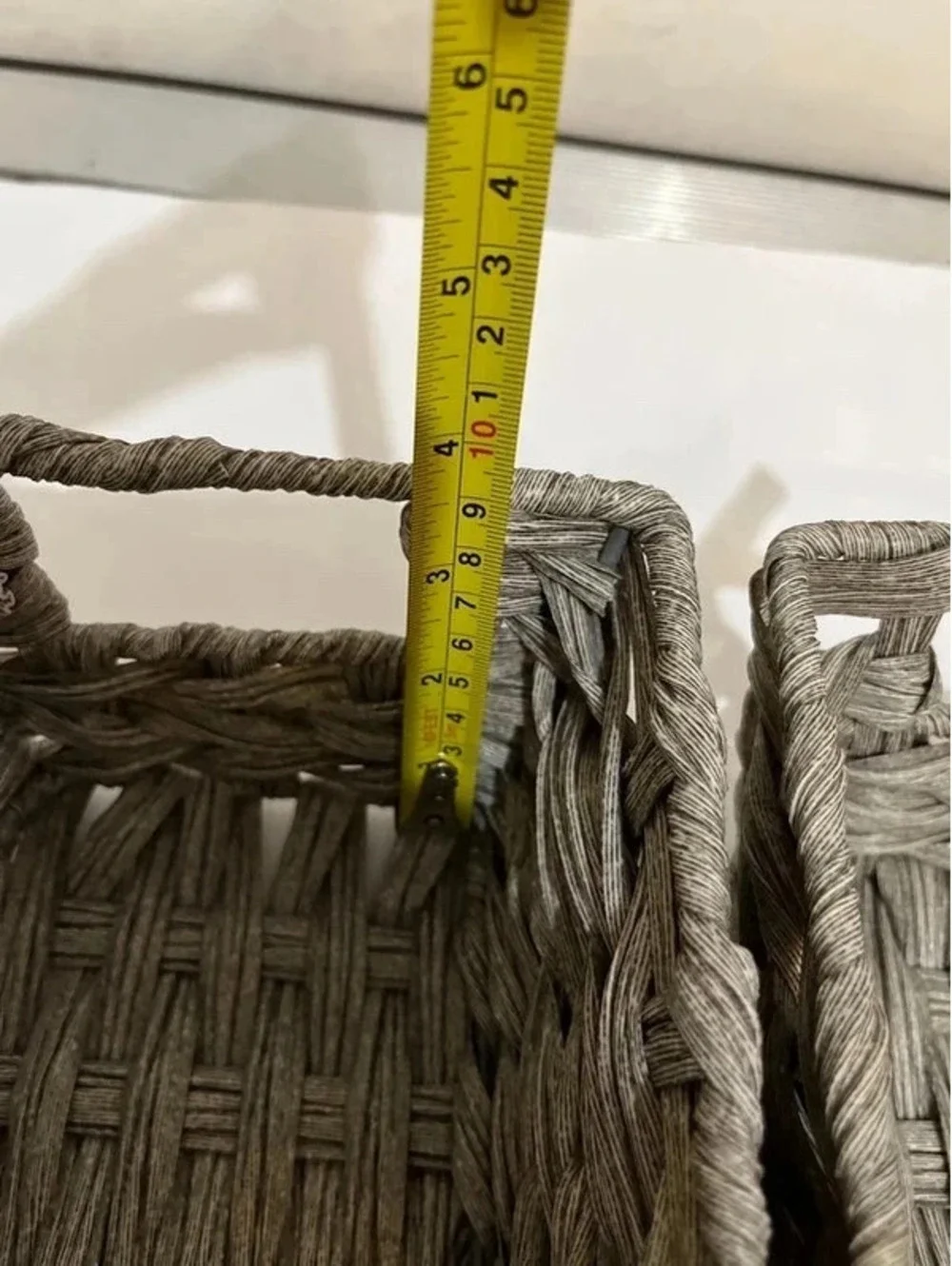 2 small Grey weaved basket for storage organizing